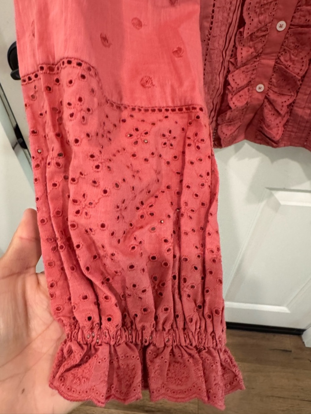 BNWT Boden Iris Broderie Shirt Dusty Red size 12P STUNNING - Picture 7 of 11